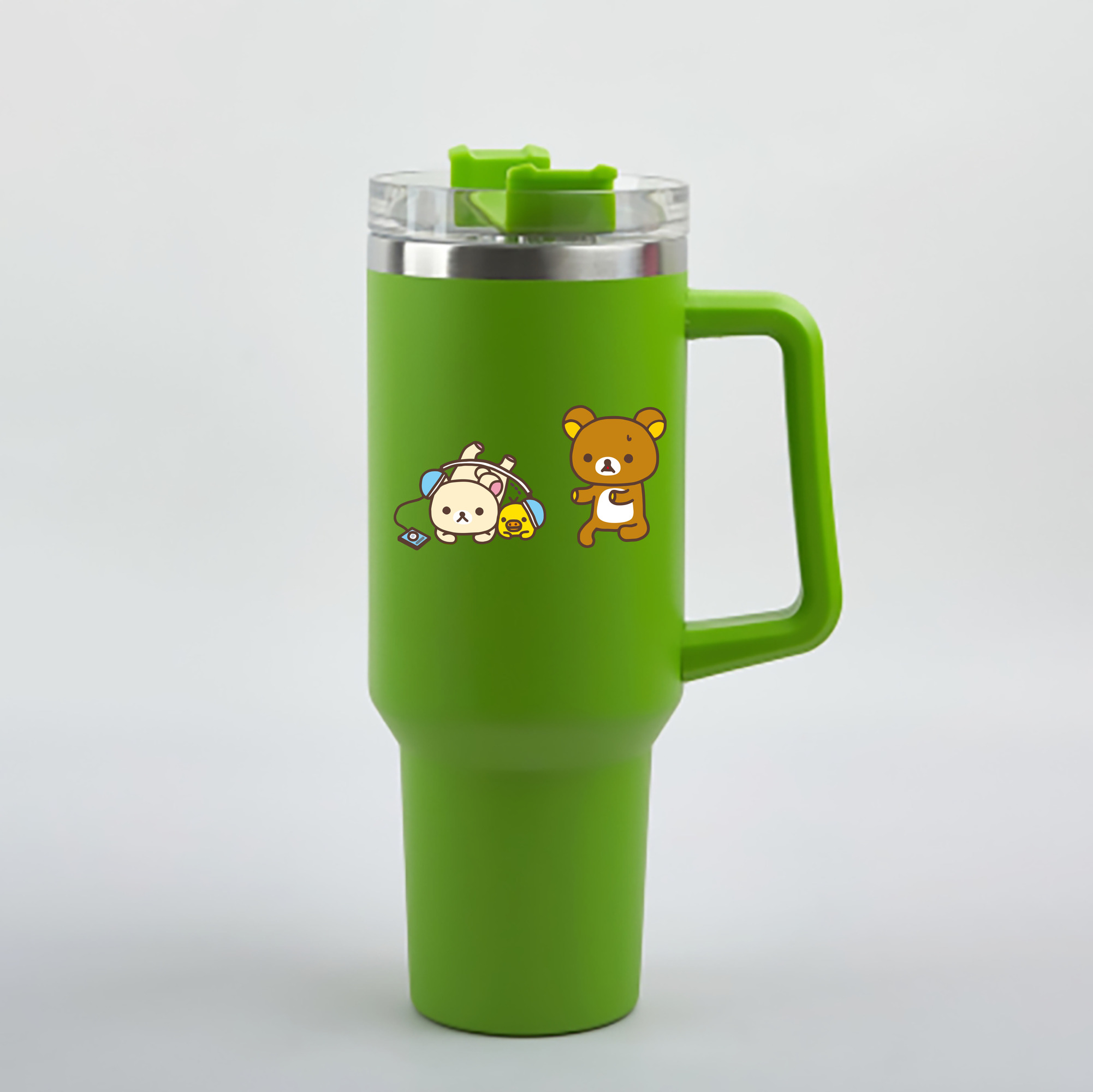 （画像用） リラックマ リラックマ キイロイトリ Rilakkuma Korilakkuma Kiiroitori 1200mL車用タンブラー - クリスタルステッカー（プラスチックストロー付き）